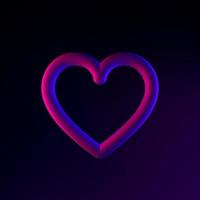 Contour line neon heart icon. 3d rendering ui ux interface element. Dark glowing symbol. photo