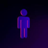 Minimalistic flat outline man neon icon. 3d rendering ui ux interface element. Dark glowing symbol. photo