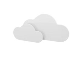 Two white clouds one color on a white flat background. Minimalistic design object. 3d rendering icon ui ux interface element. photo