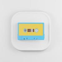 Yellow-blue cassette icon. 3d rendering white square button key, interface ui ux element. photo