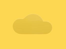 Yellow single color cloud front view on yellow monochrome background. Minimalistic design object. 3d rendering icon ui ux interface element. photo
