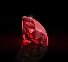Dazzling diamond red gemstones on black background. 3D render photo