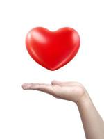 Red heart shaped hands, isolated on a white background photo