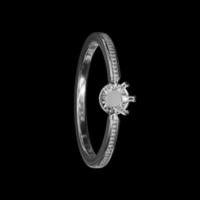 Ring without Diamond on a black background. 3d render photo
