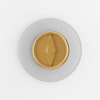 Golden compass icon. 3d rendering gray round key button, interface ui ux element. photo