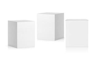 blank packaging white cardboard box isolated on white background ready for packaging design photo