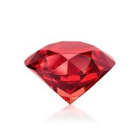 Red dazzling diamond on white background. 3d render photo