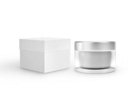 Empty packaging cosmetic cream and box isolated on white background  ready for product design. 3d render photo