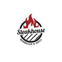 Steak grill barbecue house bar creative logo design vector template