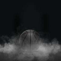 pelota de baloncesto negra con vapor frío y un fondo aislado de estudio oscuro. renderizado 3d foto