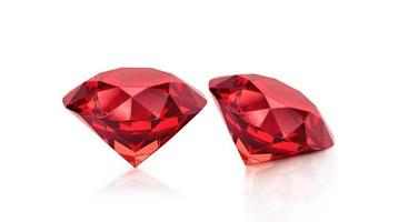 Red dazzling diamond on white background. 3d render photo