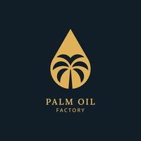 Water drop and palm tree for palm oil logo design vector template