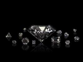 Dazzling diamond on black background. 3d render photo