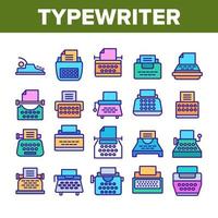 conjunto de iconos de elementos de colección de máquina de escribir vector