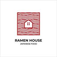 ramen house logo diseño vector ilustración comida japonesa con símbolo de casa con fideos