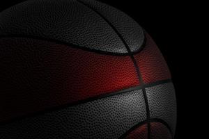 baloncesto negro-rojo sobre fondo negro. renderizado 3d foto