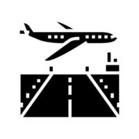 aeropuerto pista hormigón glifo icono vector ilustración