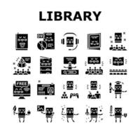 Children Library Read Collection Icons Set Vector