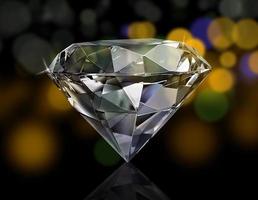 Dazzling diamond on shining bokeh background. concept for chossing best diamond gem design photo