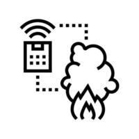 sistema de alarma contra incendios de la ilustración de vector de icono de línea de hogar inteligente