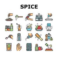 Spice Condiment Herb Collection Icons Set Vector