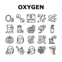 Oxygen O2 Chemical Collection Icons Set Vector