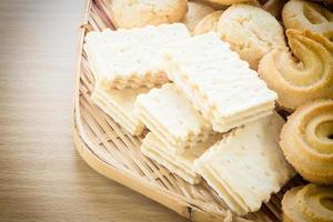 Cookies in bamboo bowl photo