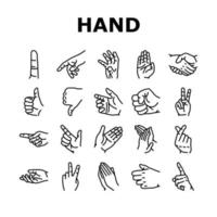 gesto de la mano y gesticular iconos conjunto vector