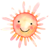 soleil aquarelle dessin animé mignon png