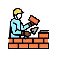 constructor, edificio, con, ladrillo, color, icono, vector, ilustración vector