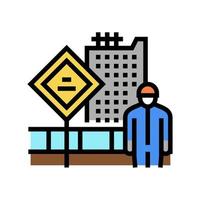 engineer on construction yard color icon vector illustration