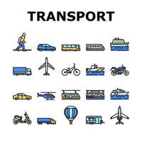 Transport For Riding And Flying Icons Set Vector