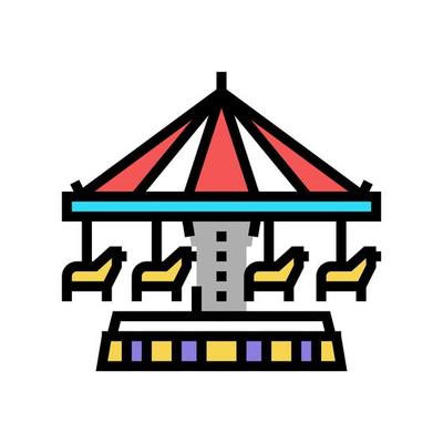 carousel amusement park color icon vector illustration