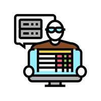 data entry clerk color icon vector illustration