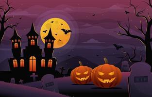 Halloween Pumpkin and Castle Background vector