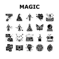 Magic Performing And Accessories Icons Set Vector