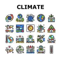 Climate Change And Environment Icons Set Vector