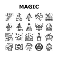 Magic Performing And Accessories Icons Set Vector