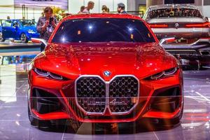 FRANKFURT, GERMANY - SEPT 2019 red BMW CONCEPT 4 M NEXT VISION electric coupe car, IAA International Motor Show Auto Exhibtion photo