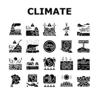 Climate Change And Eco Problem Icons Set Vector