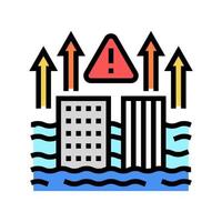 sea level problem color icon vector illustration