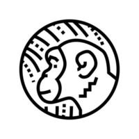 mono horóscopo chino animal línea icono vector ilustración