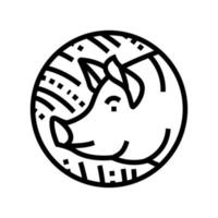 cerdo horóscopo chino animal línea icono vector ilustración