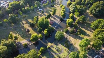 Aerial View high angle footage of Local Public Park of England photo