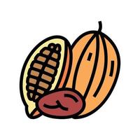 ilustración de vector de icono de color de nuez de cacao