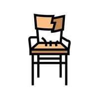 broken old chair color icon vector illustration