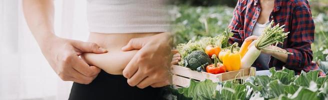 Young healthy woman with fruits. photo