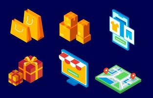 Isometric Online Shop Elements vector