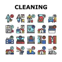 vector de conjunto de iconos de limpieza de edificios y equipos