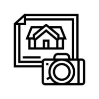 propiedad fotografía línea icono vector ilustración